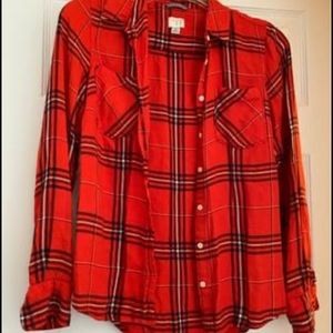 Orangish Red Button Up